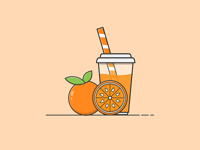Orange Juice Illustration design flat design flat illustration glass icon icon style illustration orange orange juice ui vector