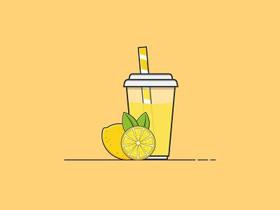 Lemon Juice Illustration cartoon style design flat design flat illustration glass illustration juice lemon lemon juice ui vector