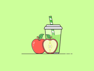 Apple Juice Illustration apple apple juice design flat design flat illustration glass icon illustration juice minimal ui vector