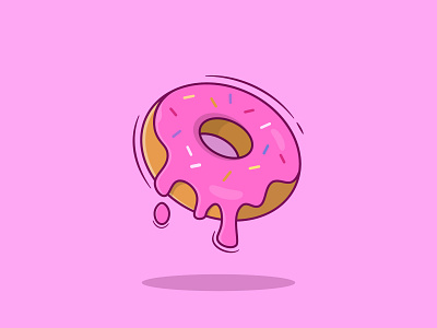 Donut Illustration cartoon style design dessert donut flat design flat illustration icon illustration minimal pink ui vector
