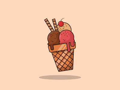 Ice Cream Cup Illustration cone cup design flat design flat illustration ice cream ice cream cup icon illustration minimal ui vector