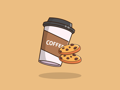 Coffee Glass with Cookies Illustration. coffee cookies design flat design flat illustration icon illustration minimal ui vector