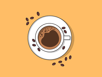 Coffee Cup Illustration with Coffee Beans.