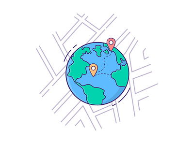 Globe Ball Icon Illustration. design earth flat design flat illustration globeball icon illustration map minimal ui vector