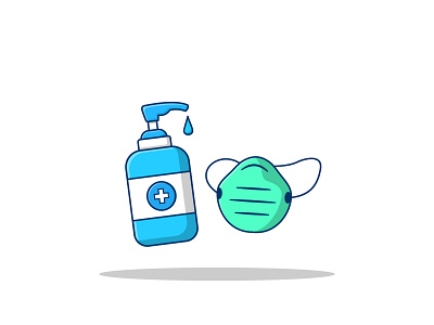 Hand Sanitizer & Mask Illustration. design flat design flat illustration graphic design illustration minimal ui ux vector