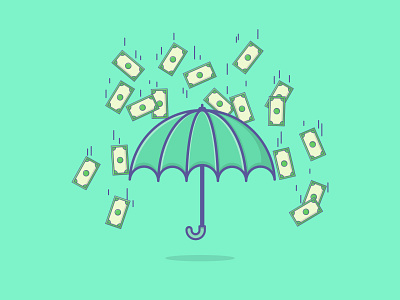 Money Falling From Sky on Umbrella. Concept Illustration. design flat design flat illustration graphic design illustration landingpage minimal ui vector