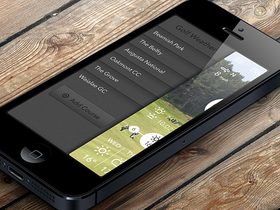 Golf Weather Menu app design icons ios ui ux