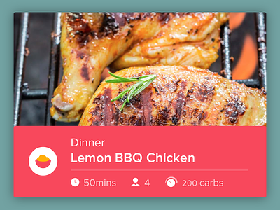 Meal Card card category food ios material design meal recipe stats