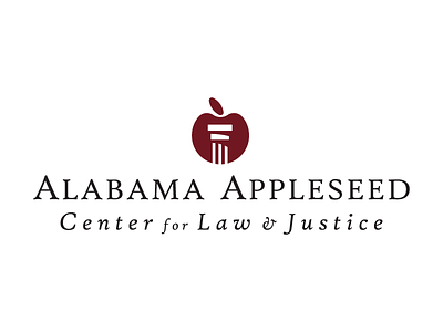 Alabama Appleseed alabama apple appleseed attorney column concept justice law lawyer logo design serif type