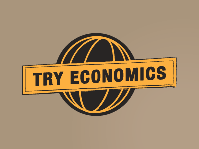 Try Economics globe illustration logo try economics two color