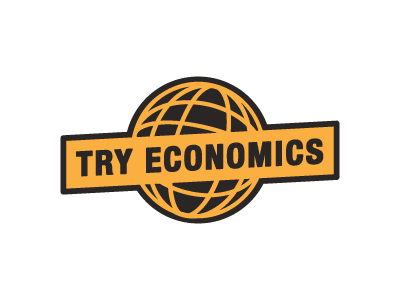 Try Economics B.2 globe illustration logo try economics two color