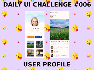 USER PROFILE - DAILY UI CHALLENGE 006 beginner beginners dailyui dailyuichallenge design figma mobile profile social media ui ui design