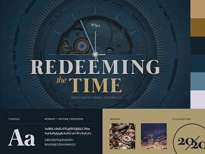 Redeeming the Time Branding brand branding church clock color illustrations theme typeface typography