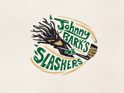 Johnny Barks Slashers branding hockey ice hockey logo sports tree wood cut
