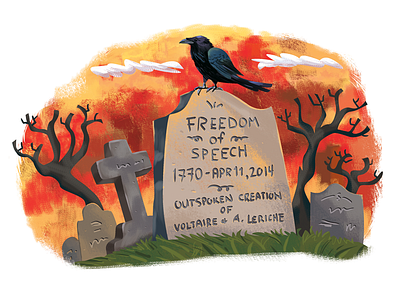 Freedom Of Speech Death crow death freedom of speech graveyard haunted illustration tombstone