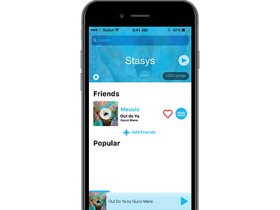 Music App app blue design ios iphone music musicapp simple ui