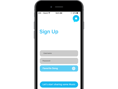 Simple Sign Up app blue design ios iphone music musicapp simple ui ux