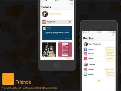 Apple Friends app dailyui dailyui 003 dark design flat friends ios iphone music orange simple ux