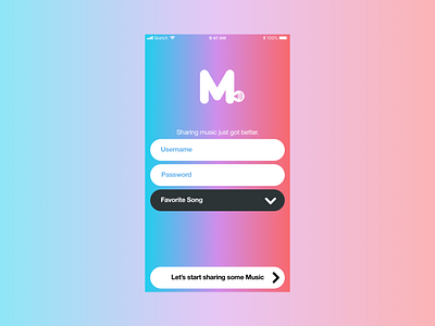 Sign up - Meusic app apple blue design flat ios iphone music musicapp purple red sign up simple