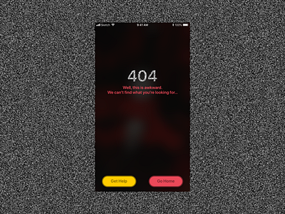 404 404 app dailyui dailyui 008 design ios iphone music musicapp red simple ui ux yellow