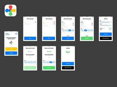 General Assembly - Check Splitting App app apple blue design flat green ios iphone red simple ui ux yellow