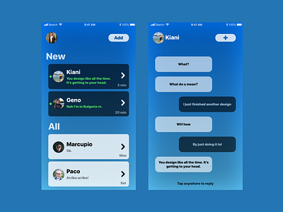 Direct Messaging app blue dailyui dailyui 013 design flat ios iphone simple ui ux