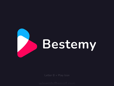 b letter with play icon logo design