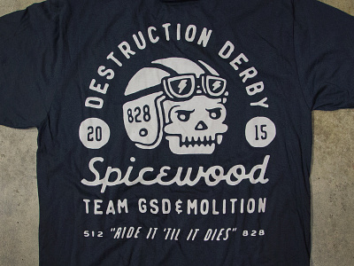 Destruction Derby Shirt 828 demolition derby destruction goggles helmet illustration lightning script skull