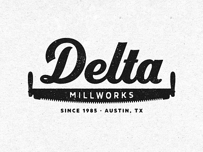 Delta Logo Update austin custom type delta mill saw script texas texture wood