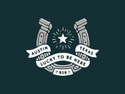 Lucky To Be Here austin bandana banner horseshoe illustration star texas texture