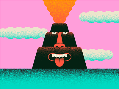 Volcano Bro™ character faces illustration spicy stipple volcano