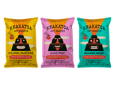 Spicy Potato Chip Bags branding character chips packaging packaging illustration spicy volcano