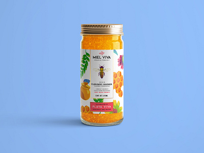 Playa Viva - Honey branding branding design honey illustration label design mexico packaging packaging design pattern raw honey