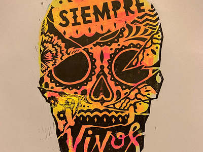 SIEMPRE VIVOS dayofthedead diademuertos engraving illustration linocut print