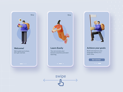 On Boarding Screens 3d app branding design frontend graphic design icons illustration logo ui ui ux ui design uiux