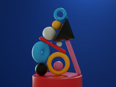 Balance (6) 3d art direction artdirector balance color digitalart illustration setdesign shapes