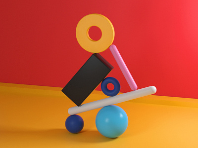 Balance (7) 3d artdirection artdirector balance color digitalart illustration setdesign shapes