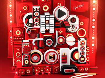 Red Stripe Typography Artworks - 1 3d beer colors digitalart illustration illustrator letters music photoshop typography