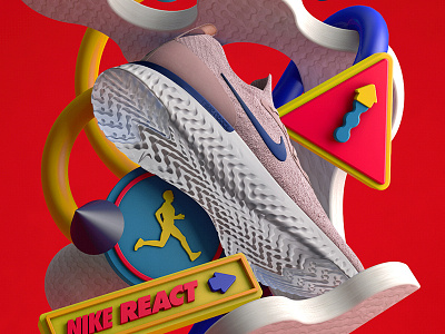 Nike Epic React (Men 2) 3d artdirection artdirector color colors design digitalart illustration illustrator photoshop