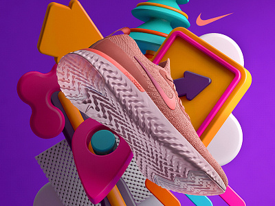 Nike Epic React (Woman 2) 3d artdirection artdirector color colors design digitalart illustration illustrator nike photoshop runner running sports