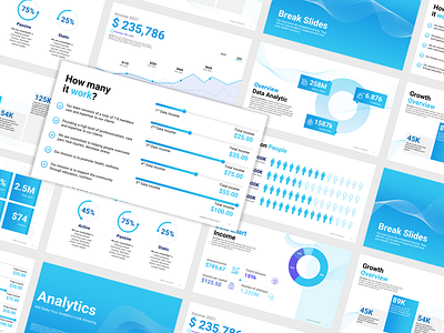 Slides Presentation - Analytics analytic branding business company content creative data deck design google slide graphic design growth illustration infographic inspiration keynote management powerpoint presentation profile