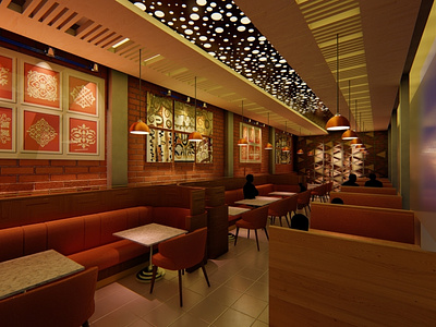 Interior Design and Render of a Restaurant