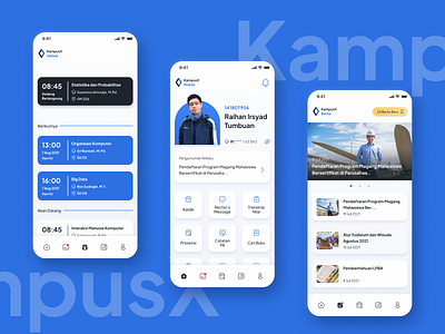 KampusX Mobile (University Mobile App) [Tweaked] app app design blue blue app campus clean design experiment indo app indo designer indonesia indonesian kampus mobile app neumorphism ui ui ux uiux uix university
