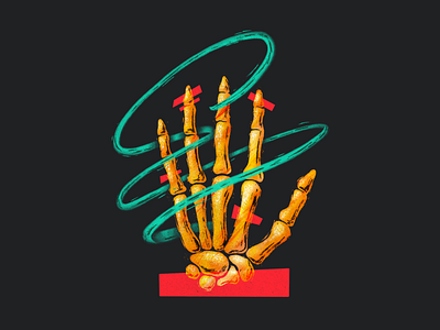 Jazz Hand color hand illustration skeleton texture