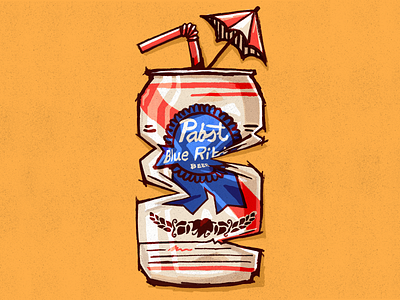 PBArgghh alcohol beer can crush grain pbr poster straw tropical umbrella vintage