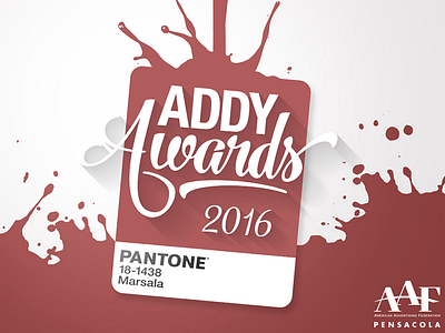 Pensacola ADDY Awards addy awards invite marsala paint pantone splash type