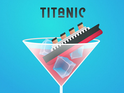 Titanic art design flat graphic illustration typography vector