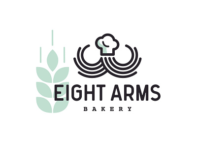 Eight Arms Bakery bakery design flat logo mark octopus typogaphy