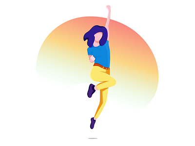 Joy character clean colorful flat girl illustration joy jump minimal people