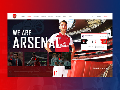 UI Design 004 - Arsenal FC arsenal arsenal fc club design football graphic design interface soccer sport ui ui uiux user interface web design
